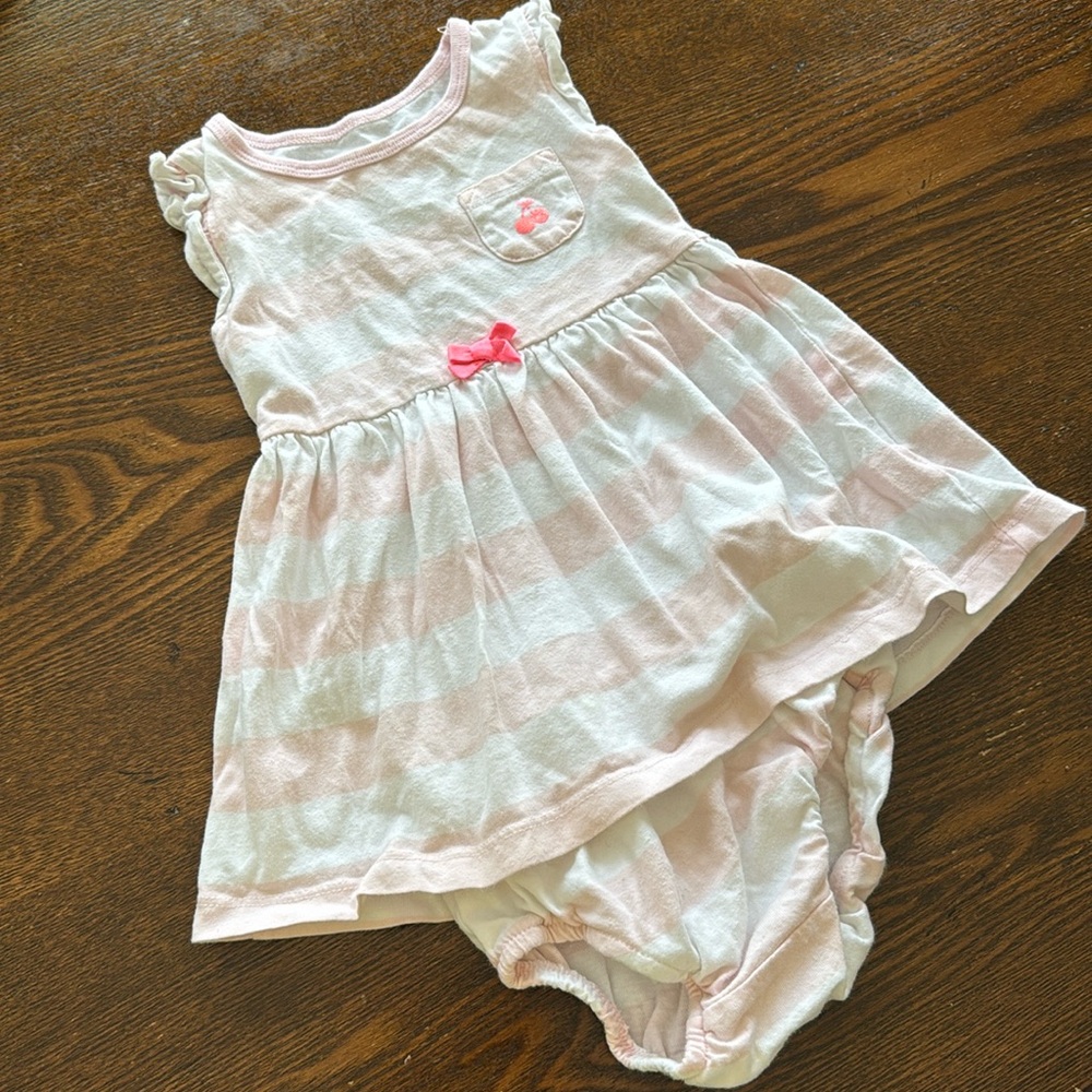 Pink & White Striped Carters Dress